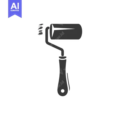 A Black And White Icon Depicting A Paint Roller