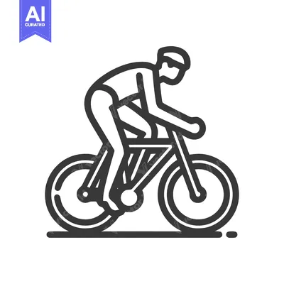 Sleek Monochrome Line Art Icon of a Racing Cyclist in Profile