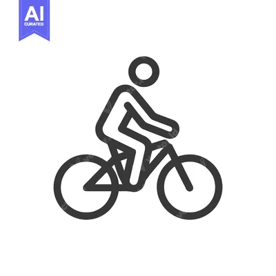 Aset premium populer: Modern Minimalist Cyclist Icon with Bold, Rounded Lines for Transport