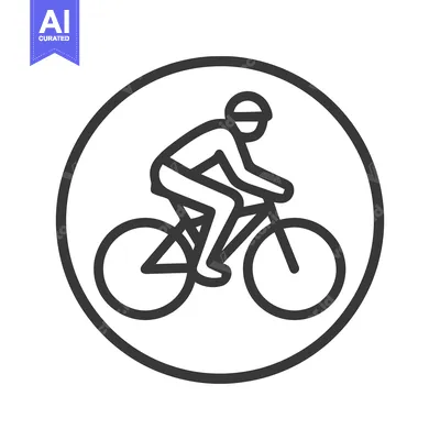 Sleek Cyclist in Motion, Minimalist Line Art Icon within a Circular Bo