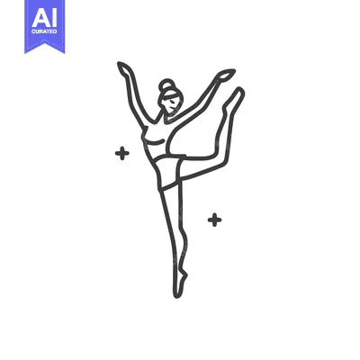Aset desain premium: Elegant Gymnast in a Standing Split Pose, a Minimalist Line Art Icon o