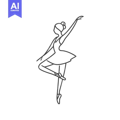 Elegant Ballerina in a Poised Arabesque: A Minimalist Monoline Illustr