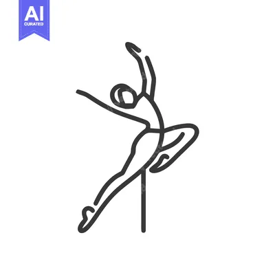 Graceful Pole Dancer in a Dynamic Pose, Minimalist Line Art Icon