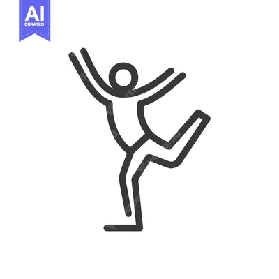 Premium design asset: Joyful Dancing Figure with Raised Arms, Minimalist Line Art Icon