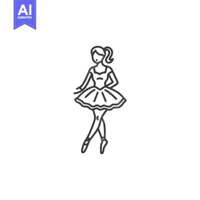 Poised Ballerina in a Tutu, Elegant Minimalist Line Art Icon