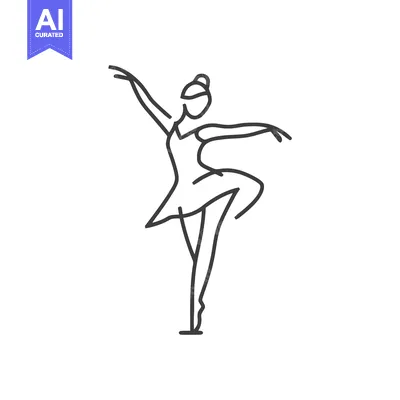 Dynamic Ballerina Pose Captured in Elegant, Continuous Line Art