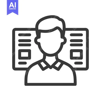 Presenter with Information Panels, a Minimalist Line Art Icon for Prof