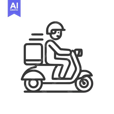 Fast Scooter Delivery Courier in Motion, a Minimalist Outline Icon