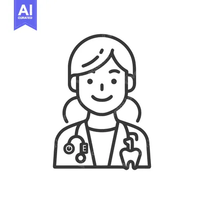 Aset desain premium: Friendly Female Doctor Icon Combining General, Dental, and Vision Care