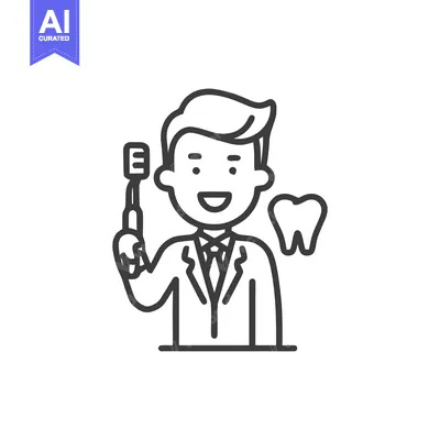 Popular premium asset: Smiling Dentist Holding Toothbrush with Molar Icon - Clean Line Art Ve