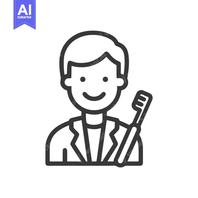 Popular premium asset: Clean Line Art Icon of Smiling Person in Uniform Holding Toothbrush, S