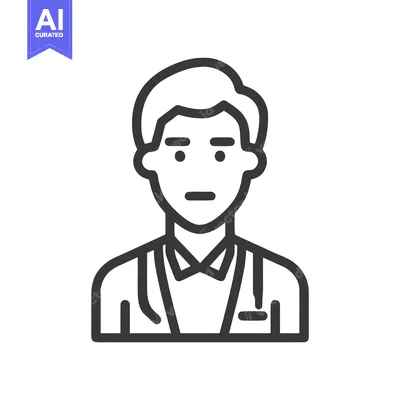 Aset premium populer: Stylized Male Avatar Icon with Bow Tie and Formal Attire in Outline St