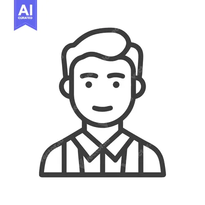 Popular premium asset: Modern Outline Icon of a Man in a Striped Collared Shirt