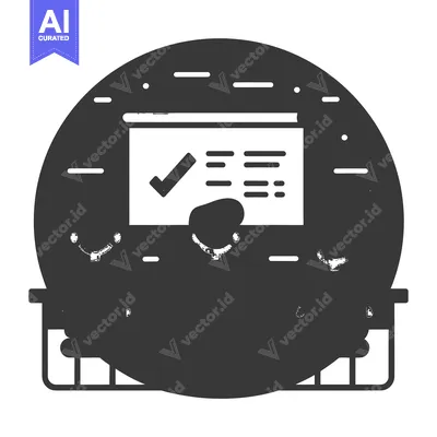 A Black and White Icon of a Checklist in a Circle