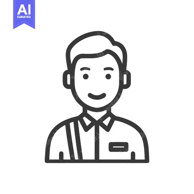 Aset premium populer: Happy Male Avatar Icon in Modern Outline Style, Professional User Prof