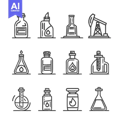 Oil Industry and Chemistry Lab Minimalist Line Icon Collection