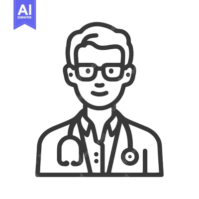 Friendly Male Doctor with Glasses and Stethoscope, a Minimalist Line A