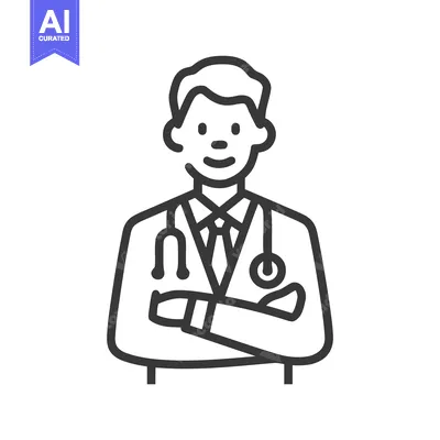 Aset premium populer: Friendly Male Doctor with Crossed Arms and Stethoscope, Minimalist Out