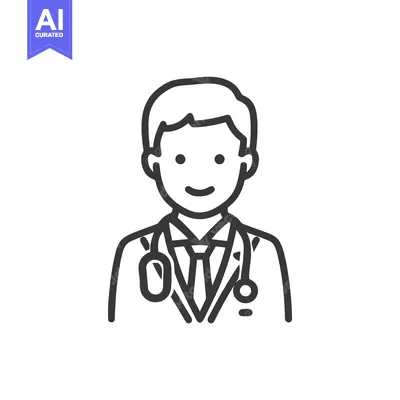 Aset desain premium: Smiling Doctor Bust with Stethoscope, Clean Modern Line Art Vector