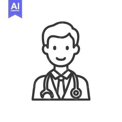 Aset desain premium: Friendly Male Doctor with Stethoscope, Minimalist Medical Professional
