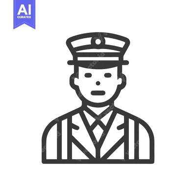 Aset premium populer: Stoic Professional in Uniform, a Minimalist Geometric Line Art Icon
