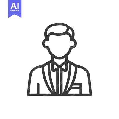 Sleek Line Art Icon of a Faceless Professional in a Suit and Bow Tie