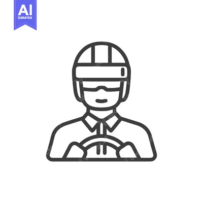 Aset premium populer: Modern Line Icon of a Racer with Helmet and Goggles at the Steering Wh