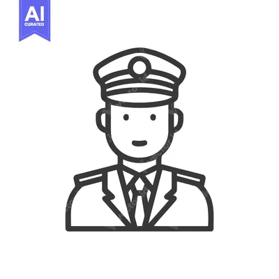 Minimalist Line Art Icon of a Uniformed Officer Bust Portrait