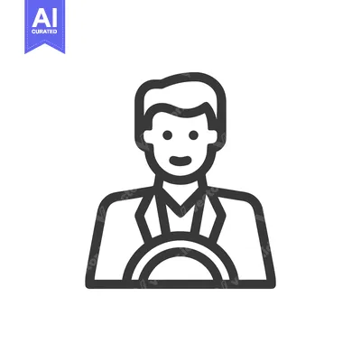 Professional Male Driver at the Wheel, a Clean Minimalist Line Icon