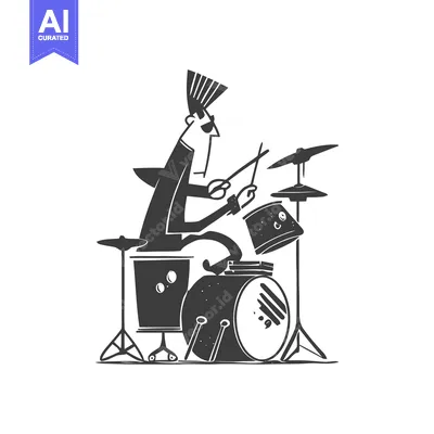 Angular Punk Drummer with a Mohawk in a Dynamic Monochrome Solo
