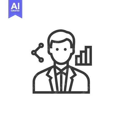 Corporate Professional Avatar with Data Analytics and Sharing Icons