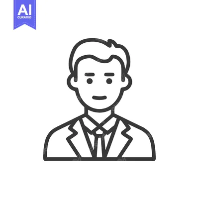 Professional Businessman Avatar, Modern Minimalist Line Art Icon
