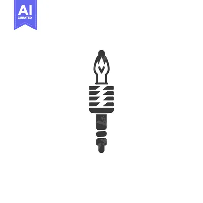 A Black and White Icon of a Torch with a Flame