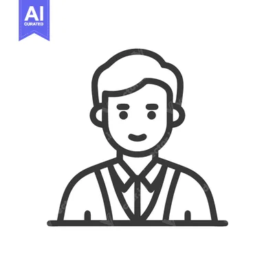 Premium design asset: Young Man with Suspenders Professional Avatar Line Art Icon