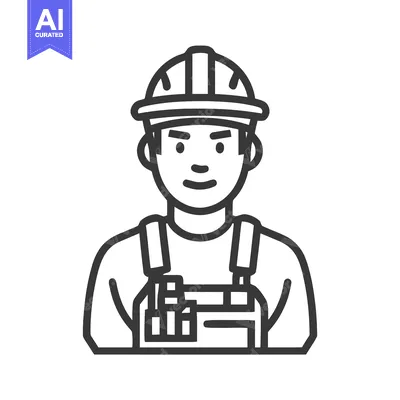 Professional Builder Icon in Bold, Minimalist Line Art Style