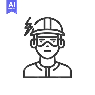 Popular premium asset: Minimalist Icon of a Worker in Hard Hat with Lightning Bolt Stress Sym