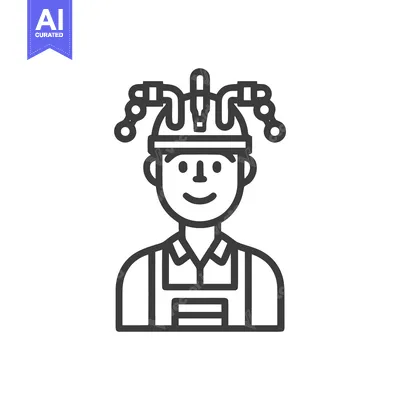 Smiling Engineer with an Inventive Pipe and Chain Hard Hat