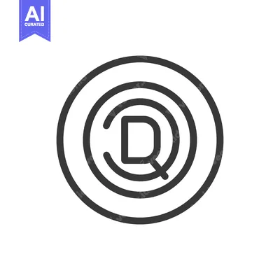 Aset desain premium: A Black and White Icon with a "Q" in a Circle