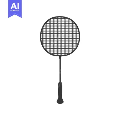 A Black and White Illustration of a Badminton Racquet