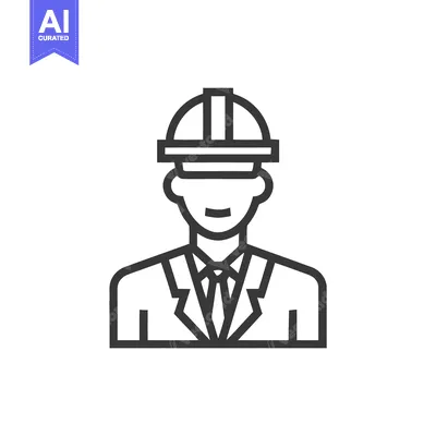 Professional Engineer Icon: Minimalist Line Art of a Man in a Suit and