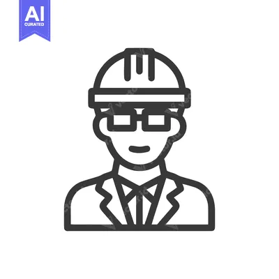 Modern Outline Icon of a Professional Engineer or Architect in a Hard