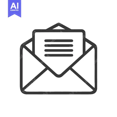 Clean Line Art Icon of an Open Envelope Revealing a Written Message
