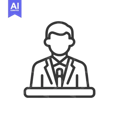 Premium design asset: Faceless Presenter in Suit and Bow Tie, Bold Line Art Icon