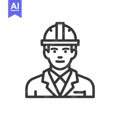 Popular premium asset: Professional Engineer in Hard Hat and Suit, Minimalist Outline Vector