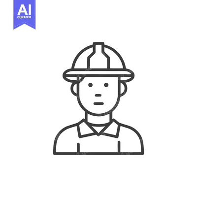 Aset premium populer: Clean Line Art Icon of a Construction Worker with Safety Helmet