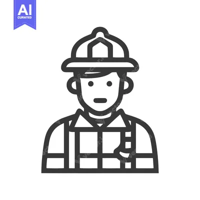 Minimalist Firefighter Bust Icon in Bold Line Art Style