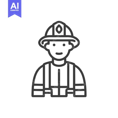 Modern Firefighter Bust Icon in a Clean, Minimalist Outline Style