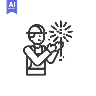 Joyful Character with a Lit Sparkler, a Minimalist Celebration Line Ic