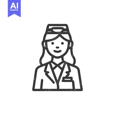 Popular premium asset: Smiling Air Hostess in Uniform, a Clean and Modern Line Art Icon