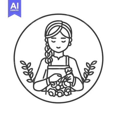 Serene Florist with Braided Hair Holding a Rose Bouquet, Minimalist Ci